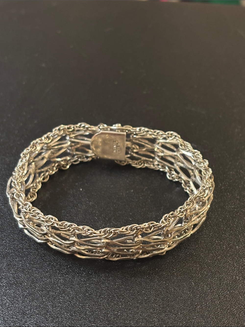 Vintage mesh chain sterling silver bracelet